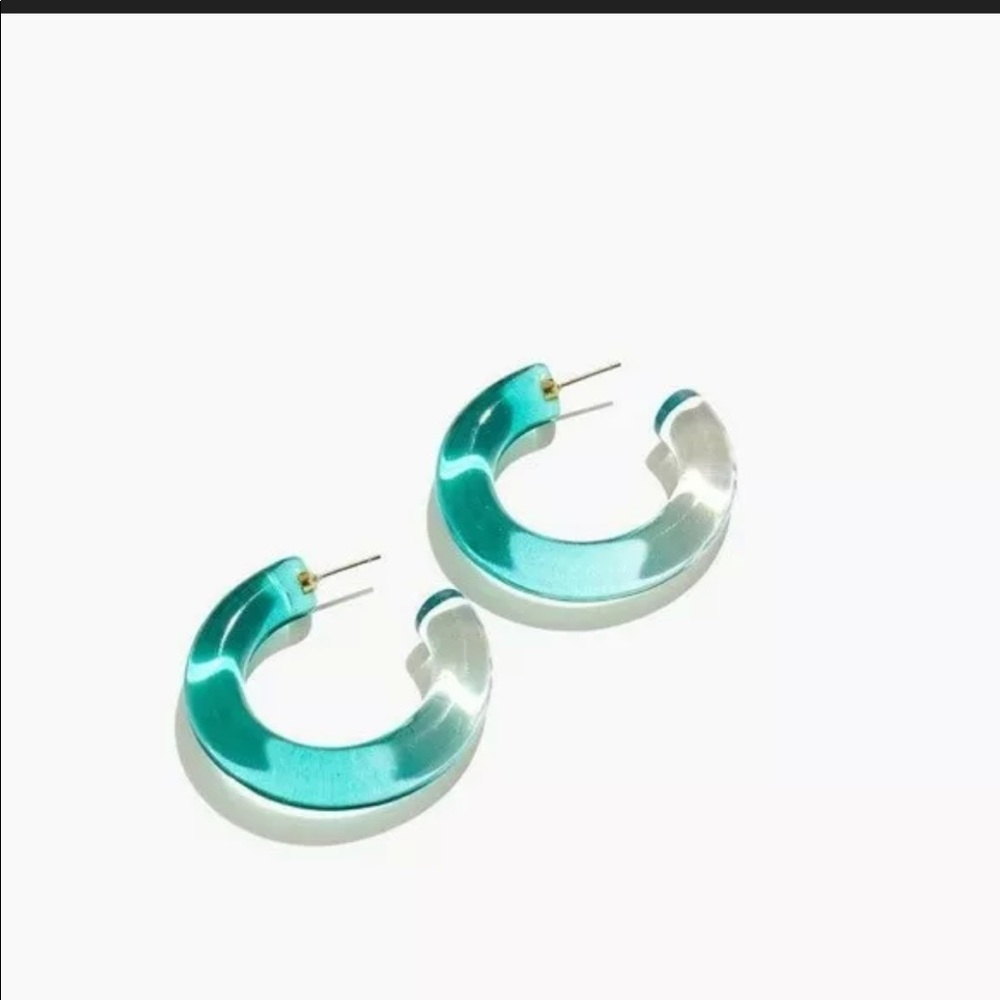 Madewell Aqua Ombré Acrylic Hoop Earrings NEW NWT!